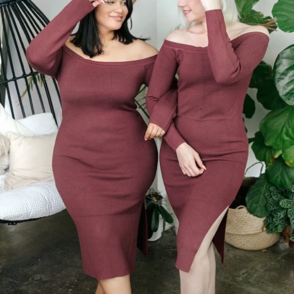 NWT‎ Abercrombie & Fitch Off-The-Shoulder Midi Sweater Dress - XXXL